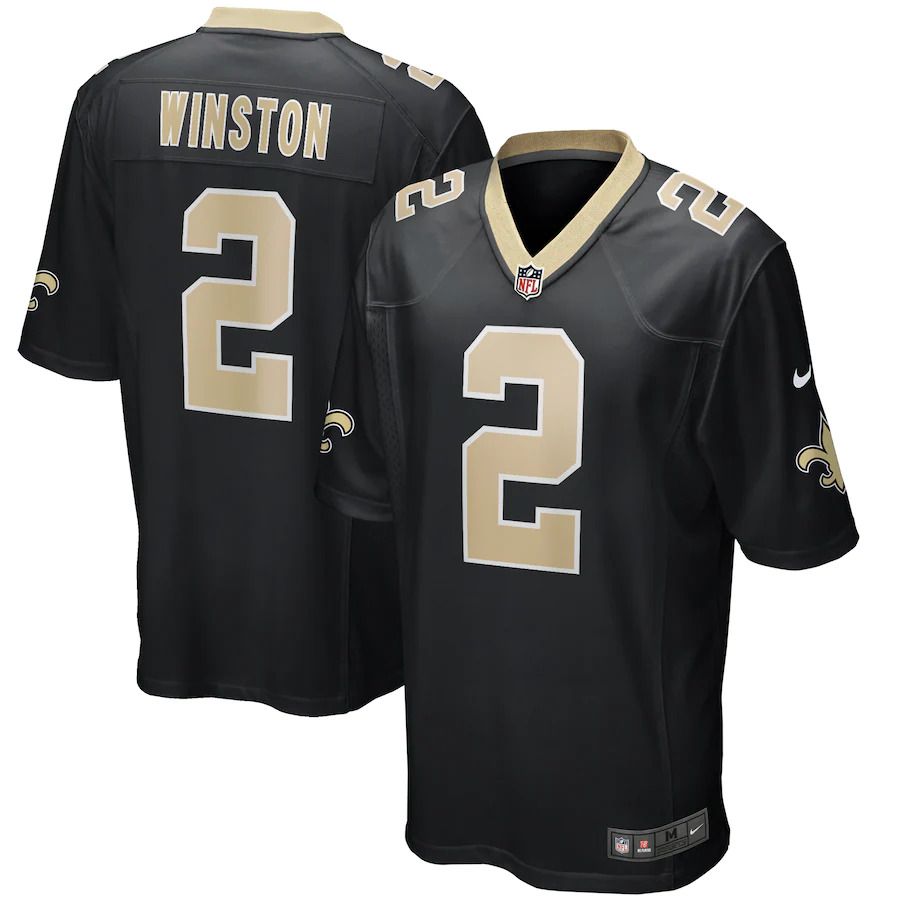 Men New Orleans Saints #2 Jameis Winston Nike Black Game NFL Jersey